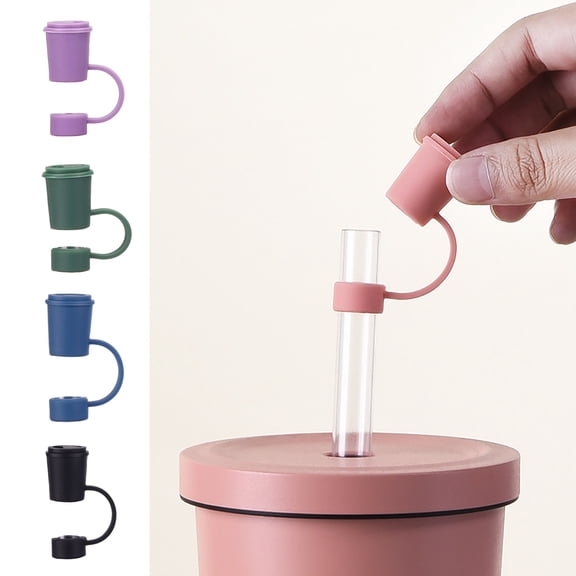 Tnobhg 12MM Straw Cover Food Grade Plastic Reusable Dust-proof Solid Color Mini Universal Glass Straw Tip Plug Topper Protector Kitchen Supplies