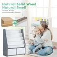 thumbnail image 4 of Mallboo Childrens Bookshelf Kids Sling Book Rack with Two Storage Boxes and Toys Organizer Shelves, Gray, 1 Pack, 33.46 x 27.56 x 11.81 in, 4 of 7