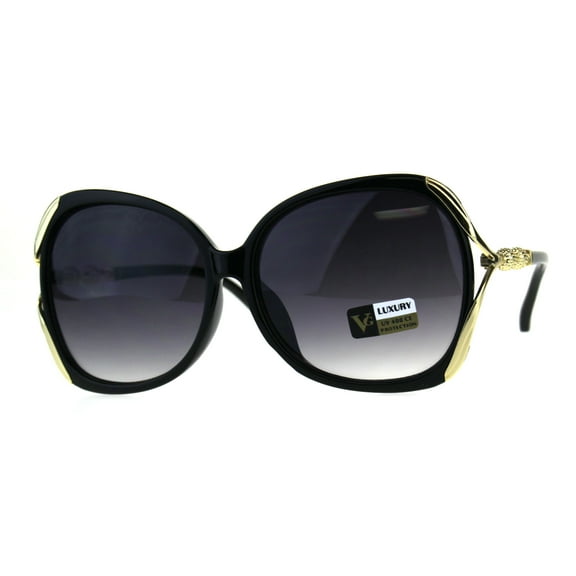 Womens Metal Jewel Luxury Designer Fashion Plastic Sunglasses Black Smoke