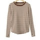 thumbnail image 1 of Camiseta informal de rayas con cuello redondo y manga larga para mujer, 1 of 6