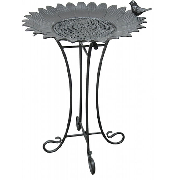 Innova Hearth & Home C874-27 Sunflower Birdbath with wrought Iron Stand Antique Black