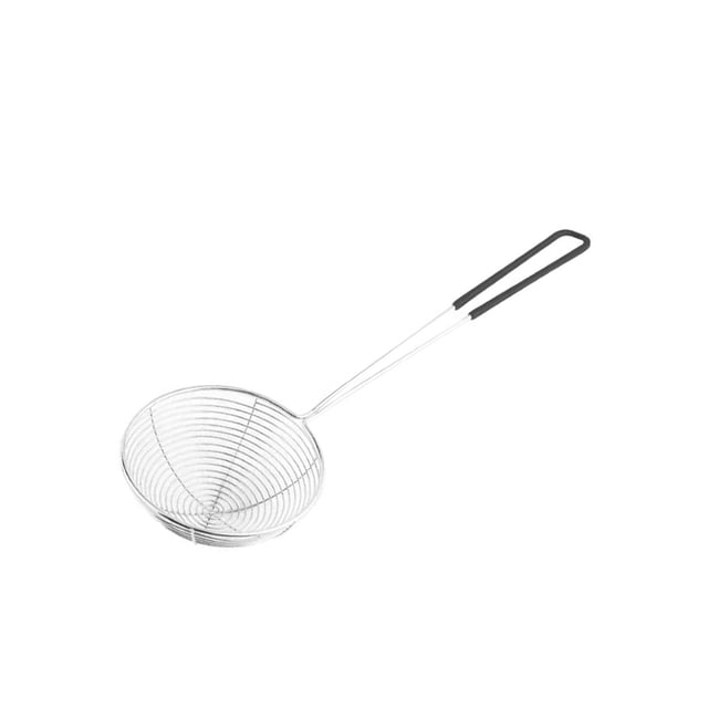 Naiovety Tamiz de alambre de acero inoxidable, herramienta de cocina, colador de aceite de harina, colador de comida de araña, cuchara, Cocina y Comedor Negro/L