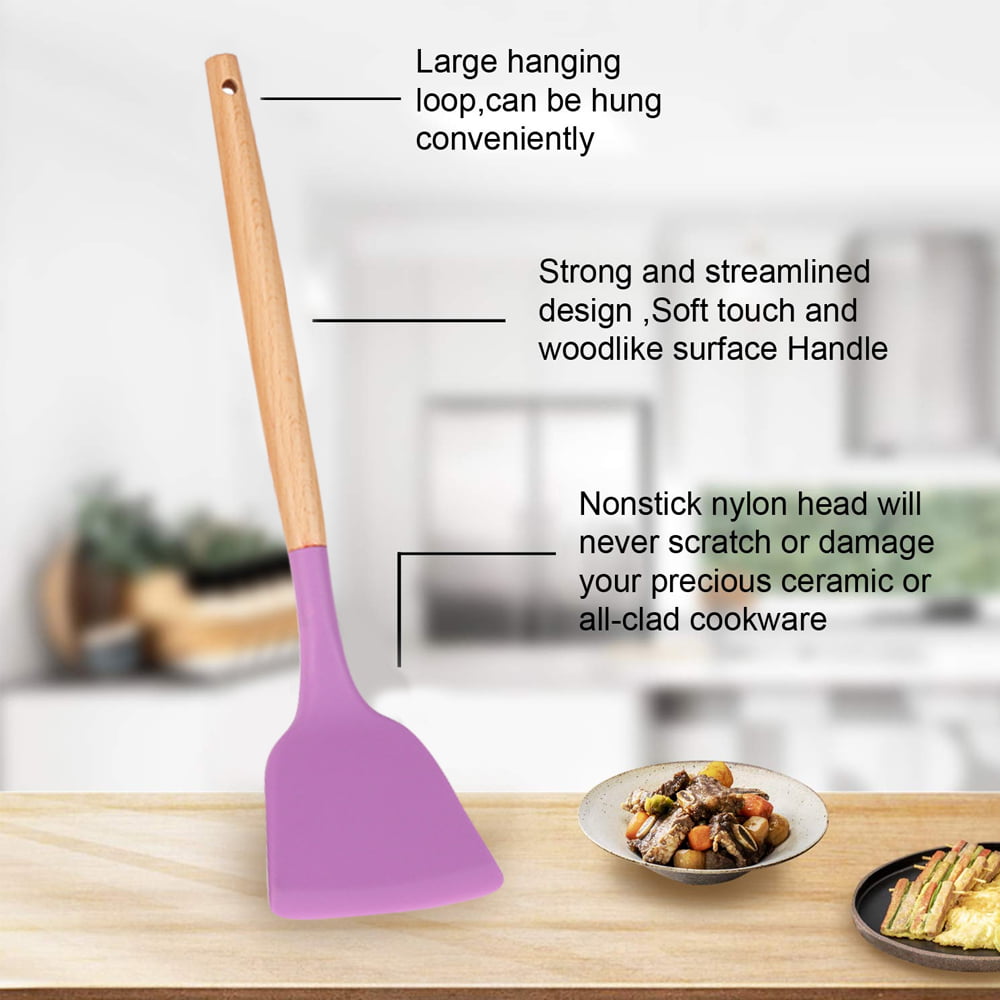Silicone spatula with wooden handle