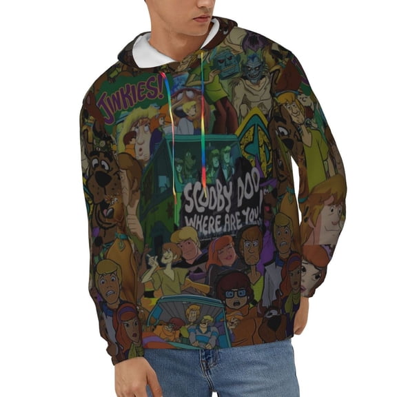 Scooby Doo Men's Hoodie Novelty Graphic Long Sleeve Adult Sweatshirt Casual Unisex Pullover Sweater Hooded Tracksuit
