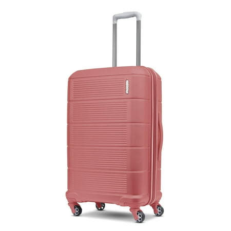 American Tourister Stratum 2.0 24-Inch Hardside Checked Luggage with Spinner Wheels - Soft Coral