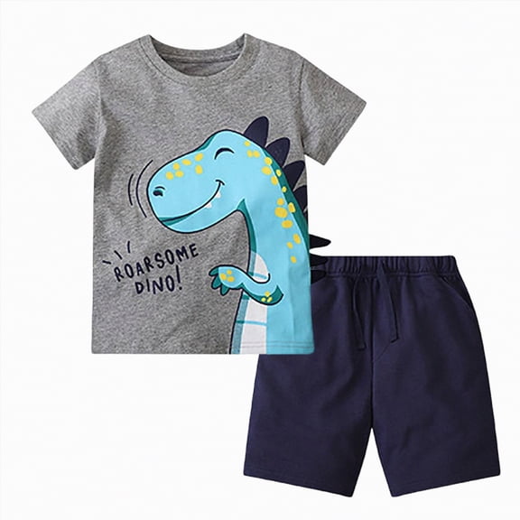 KPOPLK Toddler Baby Boy Clothes Summer Short Sleeve T Shirt and Shorts Cute Infant Baby Boy Outfits Clothing Set Size 8-9 Years,Grey
