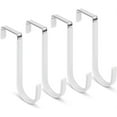 thumbnail image 3 of Over The Door Hook - 4 Pack Single Hooks Hanger Metal for Hanging Towel Coats Clothes Hats Bags Bathroom | White, 3 of 3