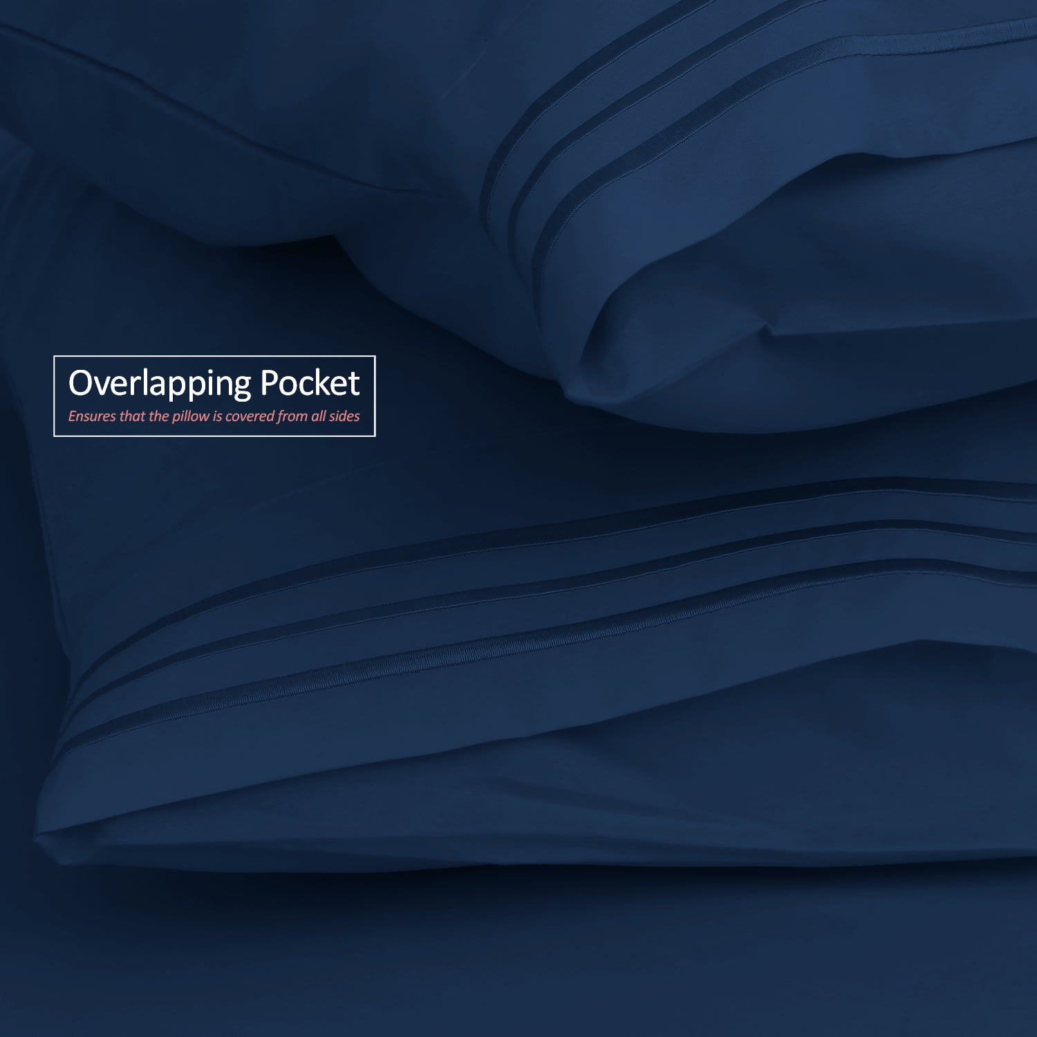 Clara Clark Premier 1800 Microfiber Collection 3-Line Bed Sheet Set, Twin XL Size, Navy Blue