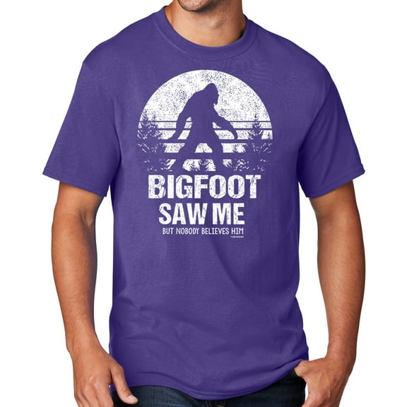 Men's Bigfoot Saw Me Funny Sasquatch T-shirt, 4XL Purple