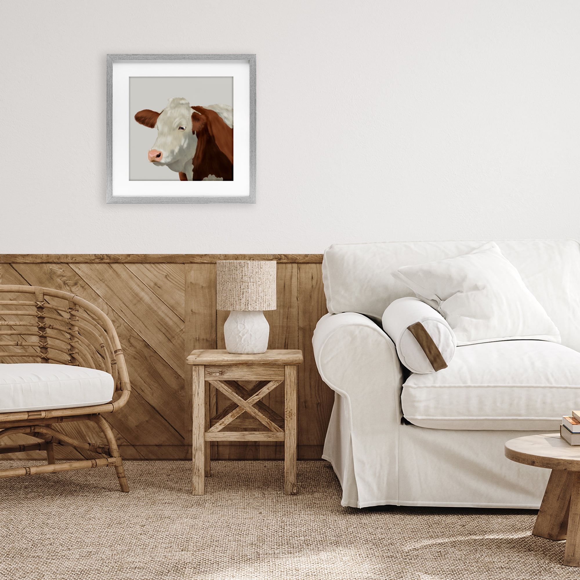Stupell Industries Farm Friend Cow Portrait Gray Framed Print Under Glass, design by Marcus Prime