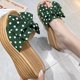 thumbnail image 1 of Mujeres Bowknot Beach Summer Pantuflas Plataforma Slope Heels Plus Size Shoes Wmkox8yii  hj789, 1 of 9