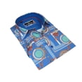thumbnail image 5 of Men's Sports Shirt by MIZUMI Medallion Printed Soft Feel Short Sleeves M646 Blue, 5 of 10