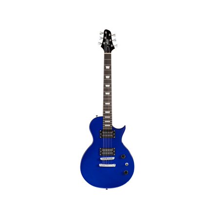 Monoprice 66 Classic V2 Blue Electric Guitar with Gig Bag, Right, 6 Strings, Poplar Body, HH Pickups - Indio Series