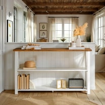 Walker Edison Modern Farmhouse Solid Wood Storage Console Table, White/Reclaimed Barnwood
