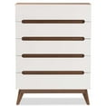 thumbnail image 3 of Bowery Hill Mid-Century 5-Drawer Board Wood Chest in White/Walnut, 3 of 8