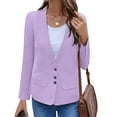 thumbnail image 5 of Yigetop Womens Blazers, Womens Lightweight Casual V Neck Open Front Slim Long Sleeve Button Down Cardigan Work Suit Jackets Tops with Pockets Summer Jackets for Women Purple S, 5 of 9