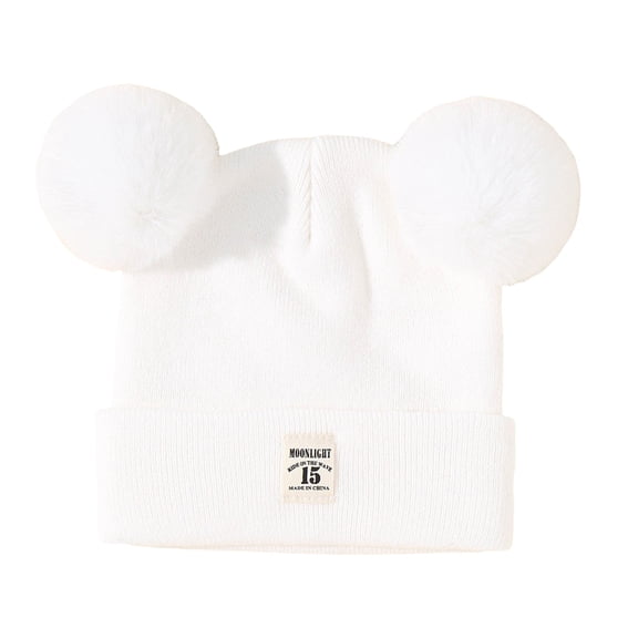 Karoyedx Warm Hats Girls Kids Beanie Winter Soft Warm Knit Cap Children Classic Autumn Cozy Hats Youth Unisex for Girl Boy White Size,0-36 Months