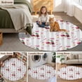 thumbnail image 6 of Red Cherry Washable Round Area Rug 6 ft, Country Farmhouse Pink Flower Leaf Gray Stripe, Soft Non Slip Rugs Stain Repellent Indoor Felt Carpet for Living Dining Room Bedroom Home Office, 6 of 9