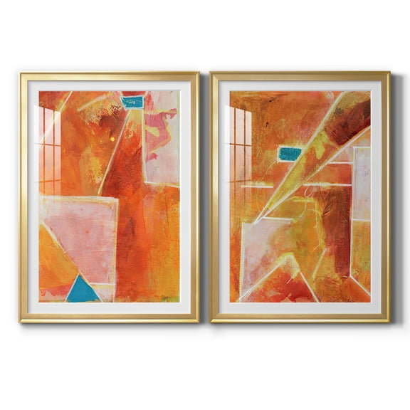 Wexford Home Primary Connection V Premium Framed Print, 30.5" x 42.5" - Ready to Hang, Gold (Set of 2)