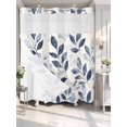 thumbnail image 4 of Navy Blue Botanical No Hook Shower Curtain Waterproof,Bathroom Curtains with Snap in Liners and See Through Top Window,Pastoral Spring Leaves Watercolor Hotel Style Bathtub Curtains Shower 72"Wx78"L, 4 of 8