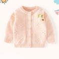 thumbnail image 4 of Toddler Girl Sweater Bow Solid Color Baby Knitted Sweater Cardigan Pinks 18 Months, 4 of 8
