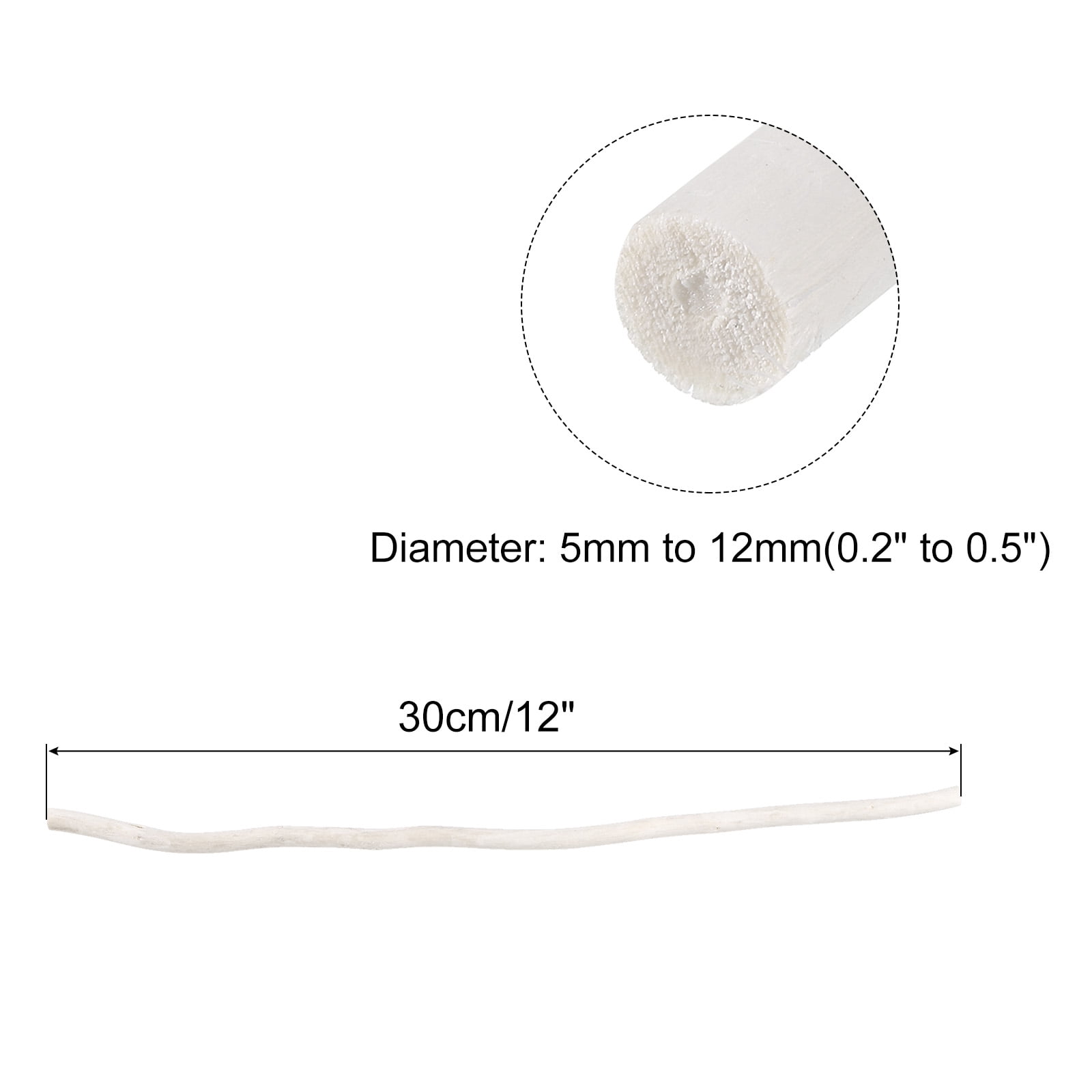 Wood Sticks, 30cm(12") Wooden Stick Craft Twigs 0.2" to 0.5" Dia White Wood Log Stick for Craft Project 100 Pcs