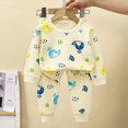 thumbnail image 2 of TOWED22 Toddler Baby Boy Warm Outfits 2 Piece Long Sleeve Cute Print Pullover Top Crewneck Sweatpants Casual Winter Clothes Set(Light Yellow,8-9 Y), 2 of 6