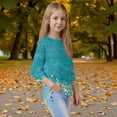 thumbnail image 5 of Drmagiyhm Mint Green 3/4 Sleeve Tops for Girls Size 10-12 Casual Floral Print Shirt Fashion Cute T-Shirts Girls Fall Winter Crewneck Tees 4-5 Years, 5 of 5