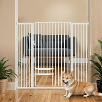 Uforic 55" Tall Pet Gate, Metal Pet Door Gate  for Cats Dogs,29.5"-48.5" for Doorways and Stairs, White