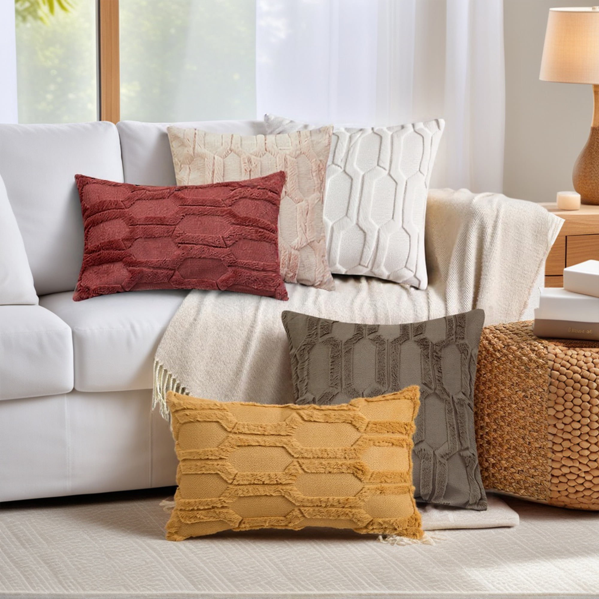 Unique Bargains Solid Color Plush Throw Pillow Covers White 18" x 18"