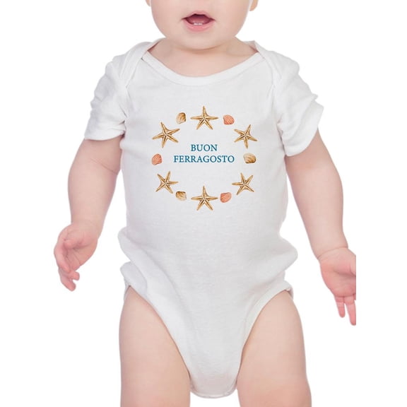 Buon Ferragosto Starfish Wreath Bodysuit Infant -Image by Shutterstock, Newborn