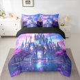 thumbnail image 2 of Feelyou Teens Mystic Castle Bedding Comforter Set 7 Pieces, Blue Purple Full Bedding Set, Dreamy Cherry Blossoms Reversible Fitted Sheet Flat Sheet, Ultra Soft Bedroom Decor, 2 of 7