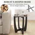 thumbnail image 5 of Glass End Table, 23.5" Round Side Tables with Black Tempered Glass Top Cross and Solid Wood Base Small Night Stand for Living Room Office Apartment Black, 5 of 8