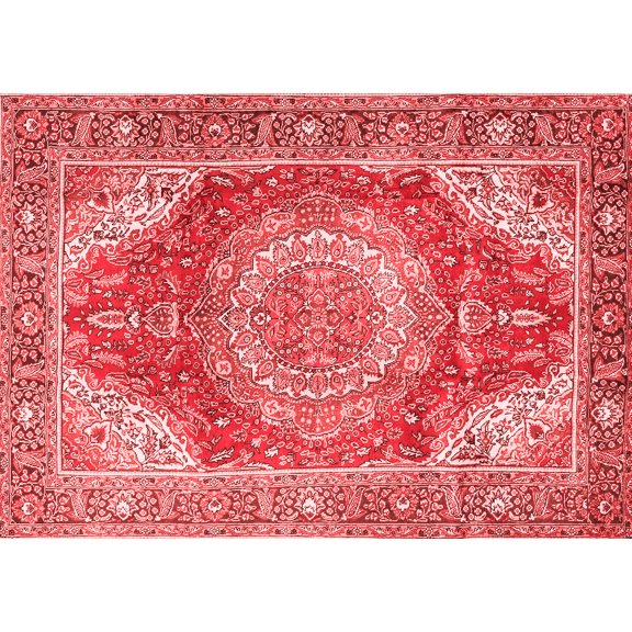 Ahgly Company Indoor Rectangle Medallion Red Traditional Area Rugs, 5' x 7'
