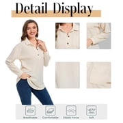 Cuteduck Womens Waffle Knit Tops Henley Casual Shirts Long Sleeve V Neck Solid Color Casual Tunic Tops S-XXL
