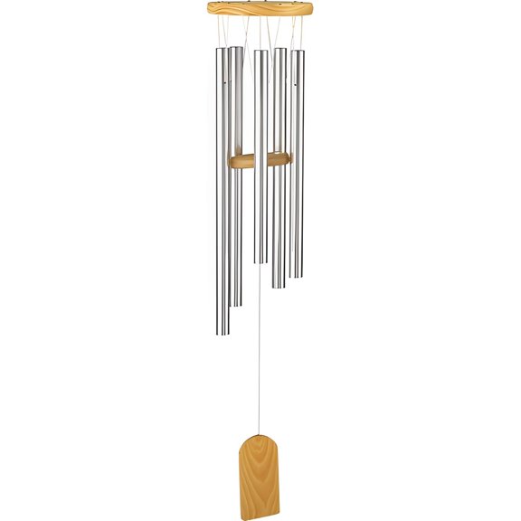FC Design 30" Long Silver Wood Top Traditional Wind Chime Statue Sculpture Ornament Decoration Home/Room/Garden Decor and Unique Gift Ideas for Housewarming, Holidays and Birthdays