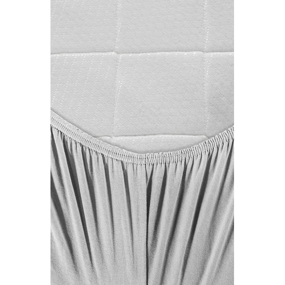 Rosyn Home Jersey Knitting All Around Elastic Only Fitted Sheet 100% Cotton Light Gray Queen