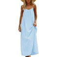 thumbnail image 5 of JGGSPWM Backless Dresses for Women Open Back Striped Sleeveless Sundress Loose Fit Back Tie Summer Beach Lounge Soft Cami Dress Blue L, 5 of 9