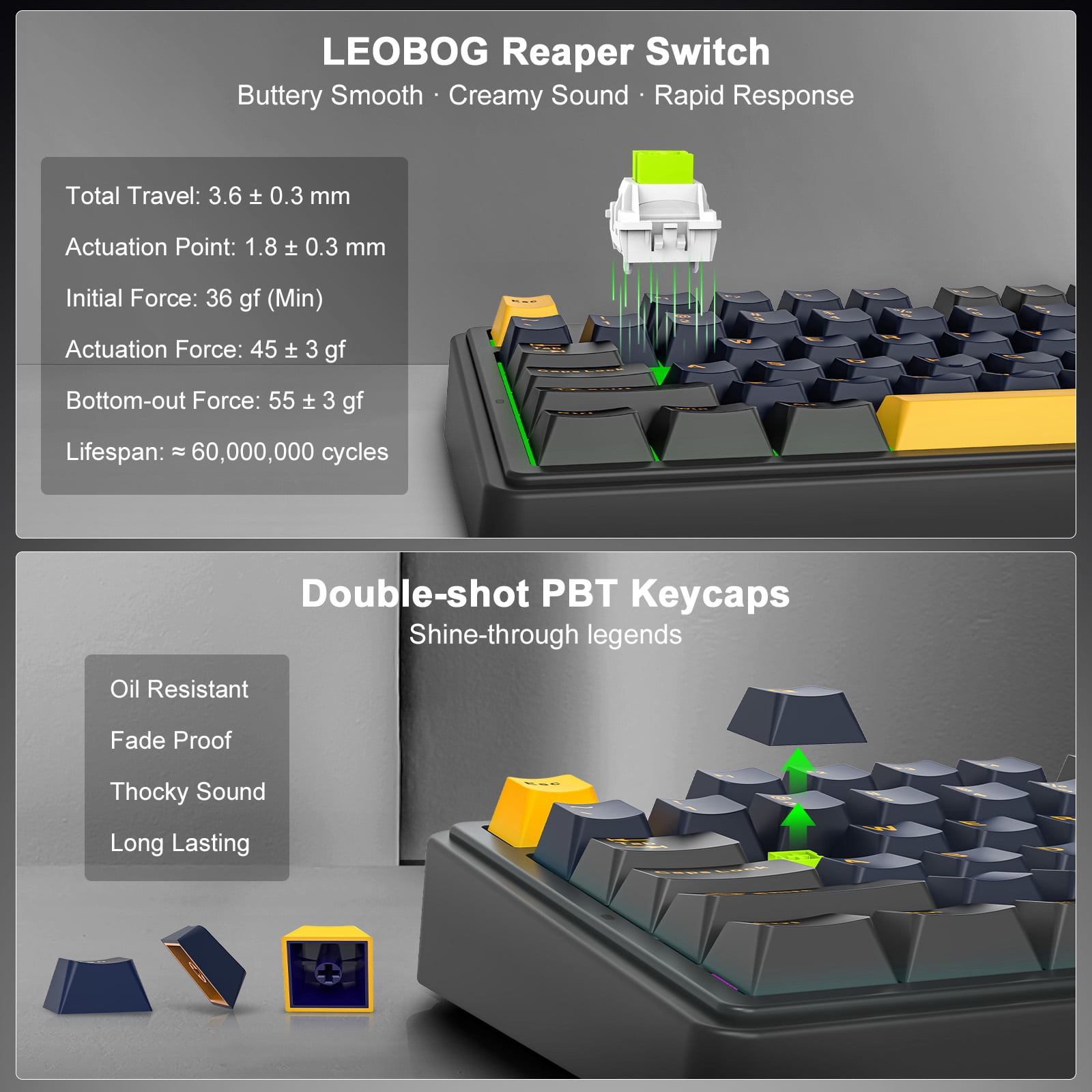 AULA F75 75% Wireless Mechanical Gaming Keyboard, Hot Swappable, RGB Backlit, BT5.0/2.4GHz/Type-C, Pre-lubed Reaper Switches