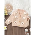 thumbnail image 5 of Yunliwuli Baby Girl Cardigan, Long Sleeve V Neck Button Closure Flower Winter Warm Knit Sweater Infant Clothes, 5 of 10