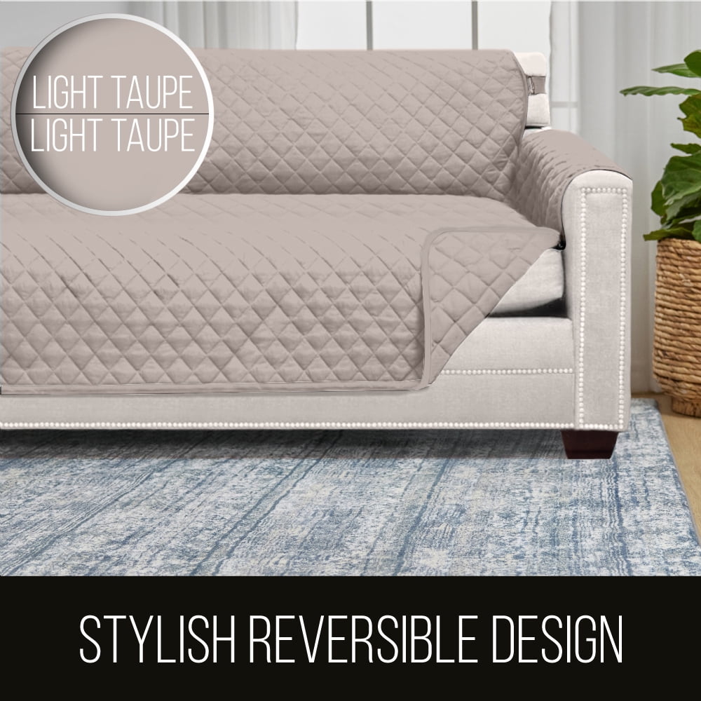 Sofa Shield Couch Slip Cover with Strap, Cushion Protector for 78" Seat, Light Taupe