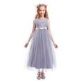 thumbnail image 4 of IBTOM CASTLE Big Girl Flower Lace Princess Tulle Long Dress for Kids Prom Formal Pageant Dance Gown 9-10 Years Gray, 4 of 8