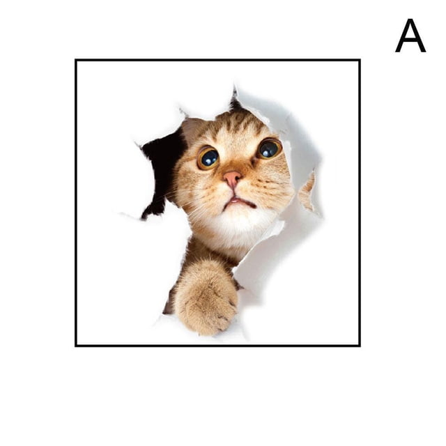 Creative Photo Cat 3D Wall Stickers Personality Refrigerator Notebook Toilet Stickers
