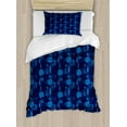 thumbnail image 1 of Exotic Duvet Cover Set Twin Size, Artsy Tropical Plants Palm Tree Leaves Jungle Leafage Botanical Hawaii Theme, Decorative 2 Piece Bedding Set with 1 Pillow Sham, Cobalt Blue Indigo, by Ambesonne, 1 of 3