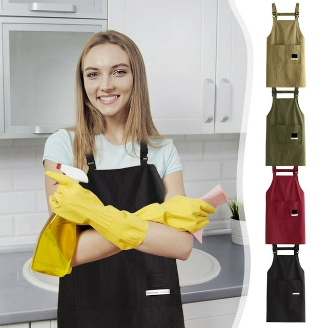 Delantal impermeable ajustable con bolsillos – Chaleco de cocina unisex, resistente al aceite, poliéster cómodo, rojo/verde/caqui, 68x74cm, trabajo de catering para cocina a la barbacoa