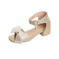 thumbnail image 2 of ZunFeo Girls Gold Glitter Sandals with Bow Low Block Heel Open Toe Princess Party Shoes Adjustable Ankle Strap US 10-2.5,Size 11, 2 of 9