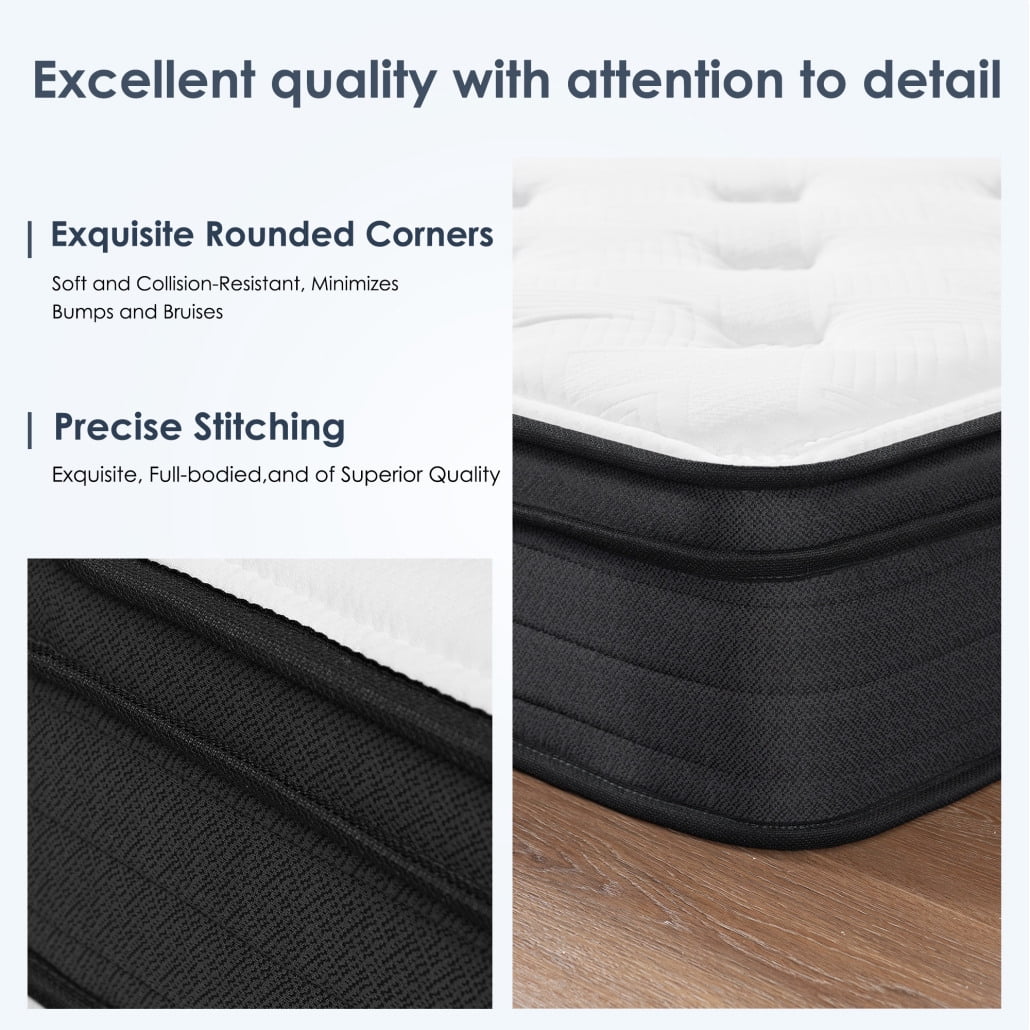 King Size 10-Inch Hybrid Mattress with Individually Pocketed Coils and Cooling Gel Memory Foam, Medium Firm Support for Back/Side Sleepers, 600 LB Weight Capacity