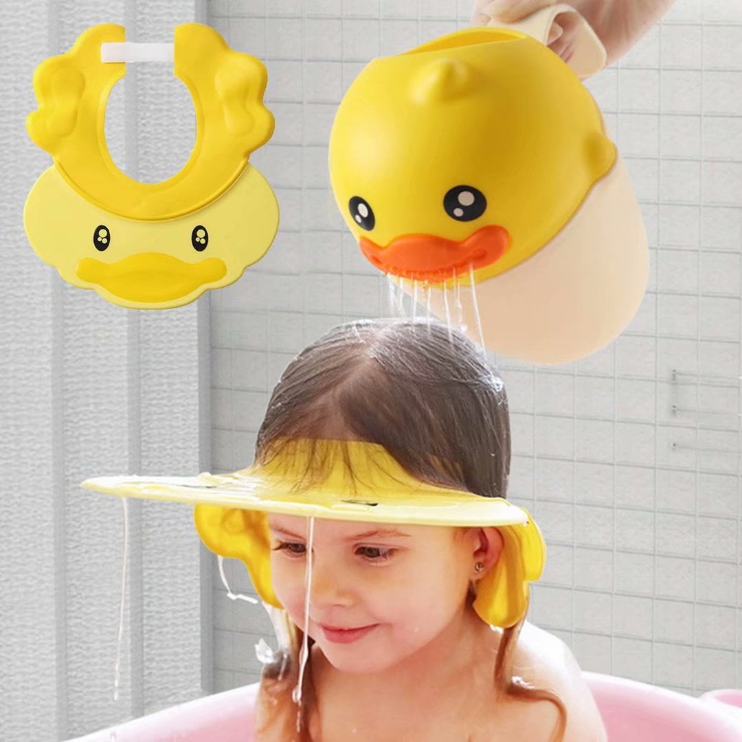 2 Pc Kids Children Shower Cap Waterproof Elastic Bath Hat Cleaning Hat Cute LE 