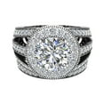 thumbnail image 4 of Wedding Ring Set 18K White Gold Halo Rings for Women 8.00 MM 3.95 Carat (G,VS1) (Moissanite Center), 4 of 5