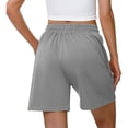 thumbnail image 4 of Yubnlvae High Waist Tie Shorts - Women's Summer Casual Drawstring Shorts with Pockets, Comfortable Loose Fit Bermuda Length (Gray 3 | L), 4 of 6